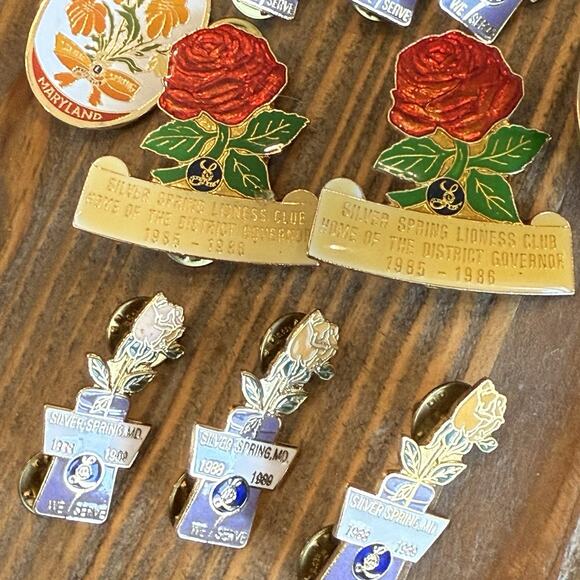 Lions Club Lioness Pins Lot Of 10 Rose State Of Maryland Pin Brooch Lapel Pins - Picture 4 of 15